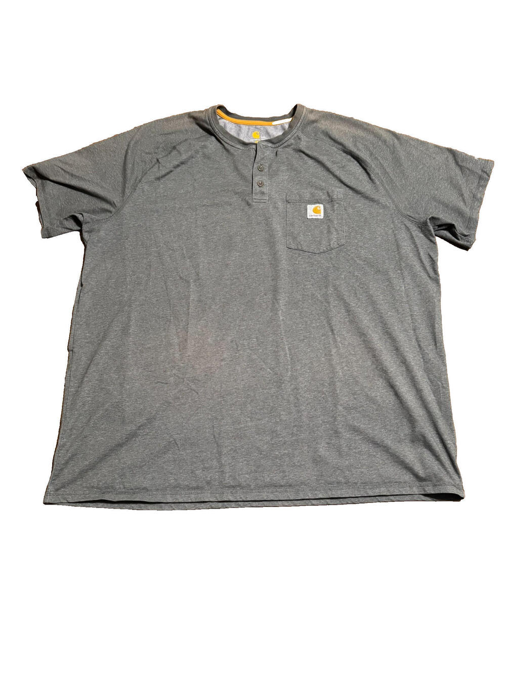 Carhartt Shirt Men's 3XL Gray Henley Pocket Original Fit Workwear *Fade spots